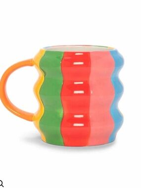 NWOT Bondo 18 oz Colorful Wavy Stripe Ceramic Mug - Multicolor